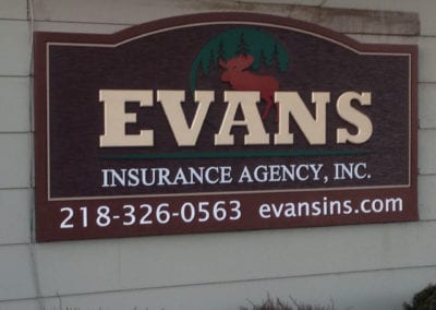 custom sign for Evans Insurance Agency
