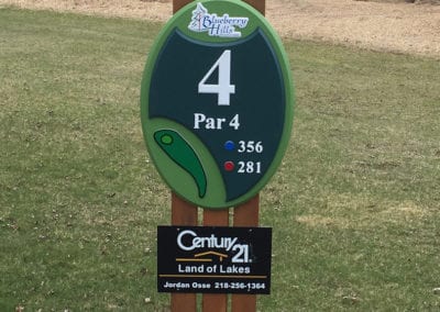 custom signs on Blueberry Hils golf course.