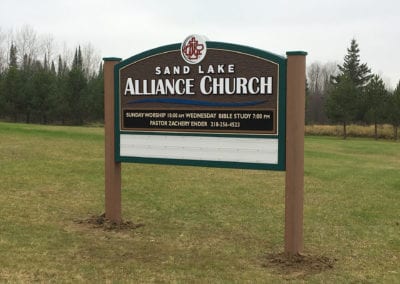 outdoor sign for Sand Lake Alliance Chuch