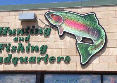 Lighting sign in the shape of a trout