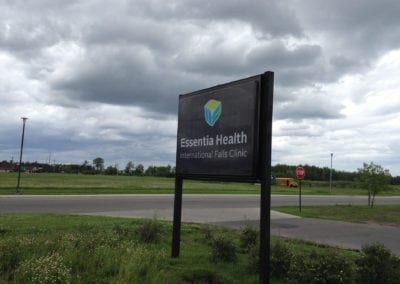 lighted signs on grass at Essentia Health International Falls Clinic