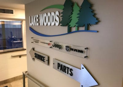 ADA interior sign for Lake Woods auto business