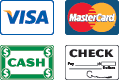 Payment methods are Cash, Check, Visa and Mastercard